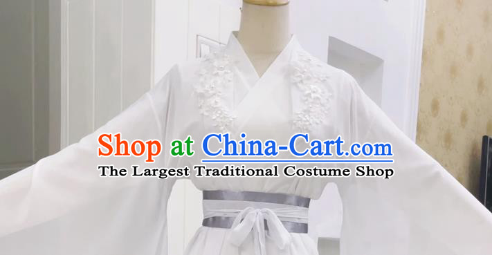China Ancient Fairy White Hanfu Dress Ming Dynasty Young Beauty Garments Traditional Cosplay Clothing