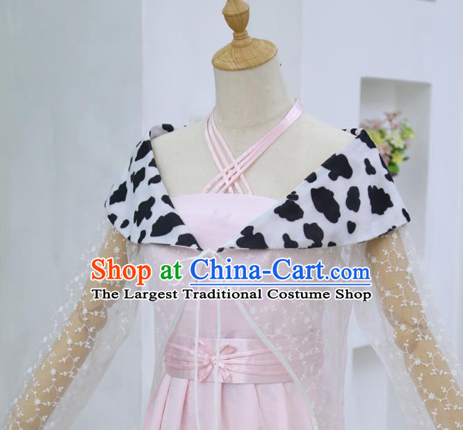 China Ancient Young Beauty Pink Hanfu Dress Cosplay Swordswoman Garments Traditional Drama Shui Yue Dong Tian Yin Tianxue Clothing