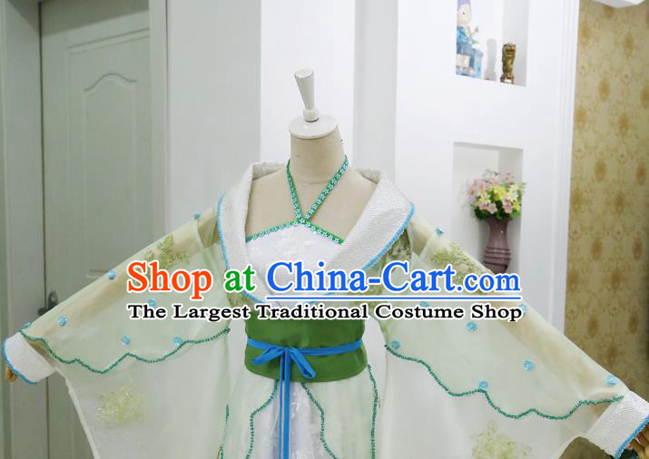 China Ancient Princess Green Hanfu Dress Cosplay Young Beauty Garments Traditional Drama Seven Fairy Qing Er Clothing