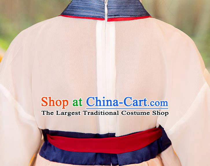 Chinese Children Performance Clothing Traditional Blue Hanfu Dress Ancient Tang Dynasty Princess Garment