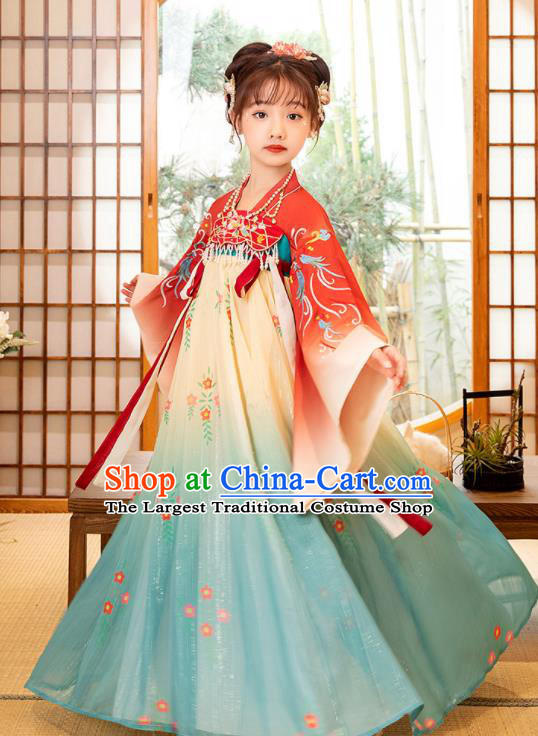 Chinese Ancient Tang Dynasty Princess Garments Children Classical Dance Clothing Traditional Hanfu Dress
