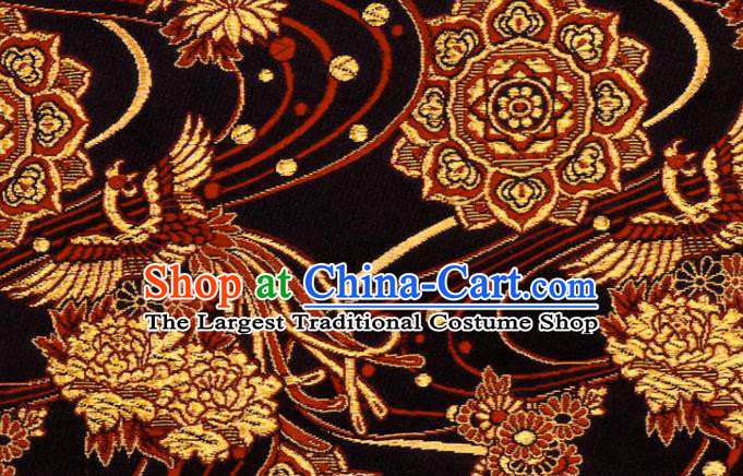 Japanese Traditional Red Phoenix Pattern Brocade Kimono Satin Cloth Nishijin Tapestry Fabric Classical Damask Drapery