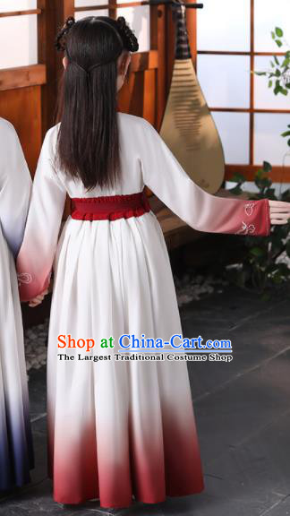 Chinese Children Classical Dance Performance Clothing Traditional Embroidered Red Hanfu Dress Girl Princess Garments