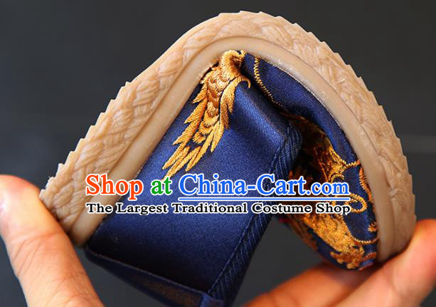 Chinese Traditional Children Hanfu Shoes Boys Embroidered Dragon Shoes Ming Dynasty Blue Cloth Shoes