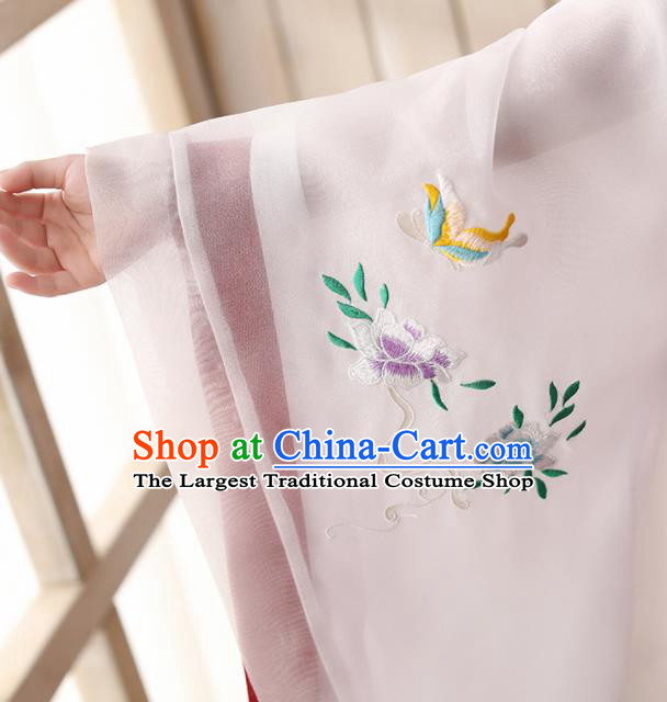 Chinese Traditional Ming Dynasty Children Embroidered Hanfu Dress Ancient Girl Fairy Garments Classical Dance Performance Clothing