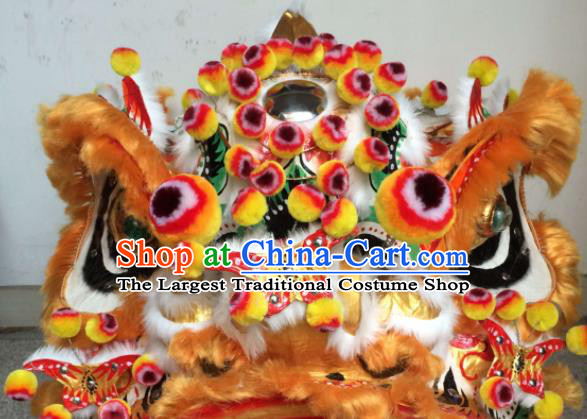 China Handmade Golden Fur Lion Head Southern Lion Dance Performance Costumes Lion Dancing Competition Uniforms