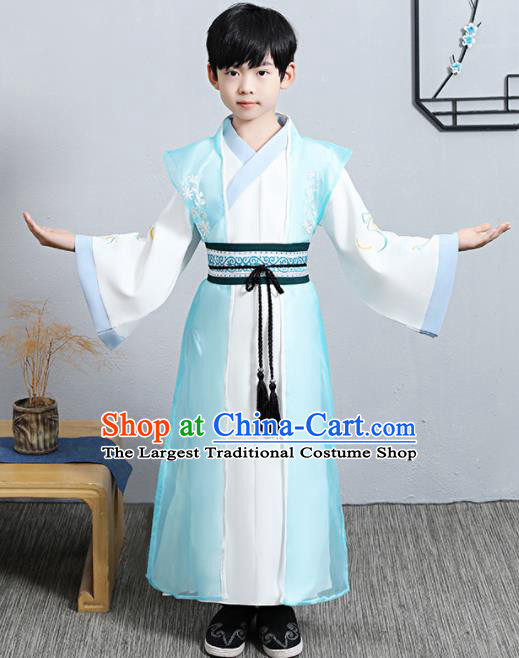 China Ancient Swordsman Garment Costume Traditional Young Childe Uniforms Ming Dynasty Boys Scholar Clothing