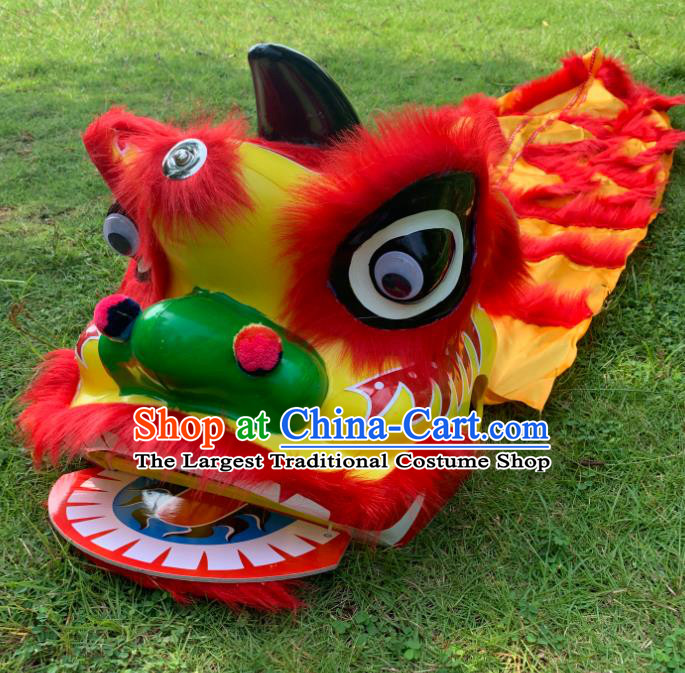 China Handmade Children Red Fur Lion Head South Lion Dance Performance Uniforms Spring Festival Lion Dancing Costumes