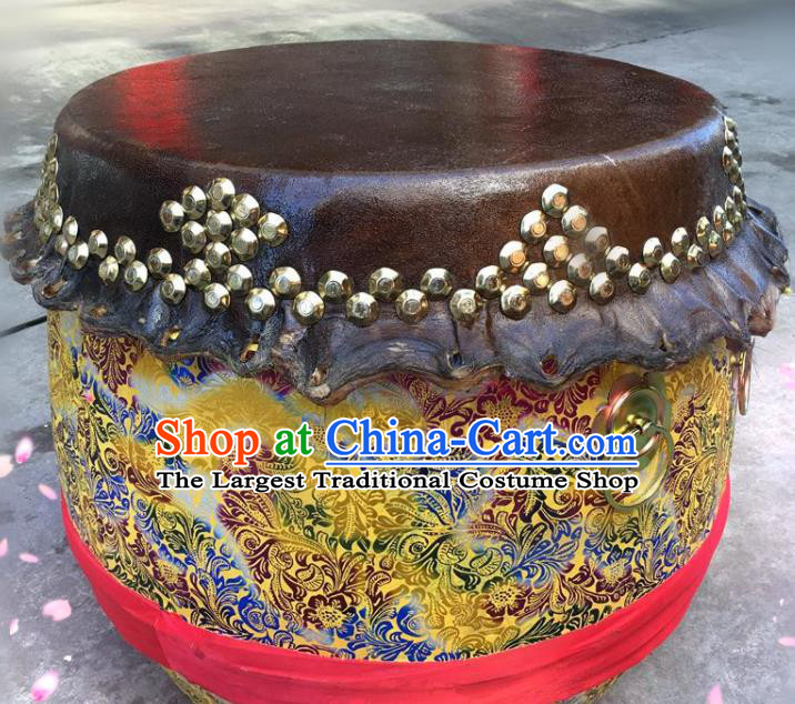 Handmade Chinese Traditional Lion Dance Drum Folk Dance Stage Property New Year Cowhide Drum