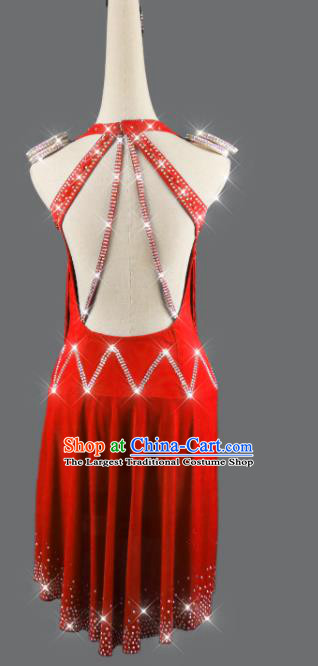 Professional International Dancing Red Dress Rumba Dance Costume Women Cha Cha Sexy Fashion Latin Dance Competition Clothing