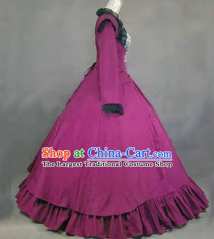 Top Western Court Garment Costume Opera Performance Full Dress European Retro Clothing Gothic Princess Purple Dress