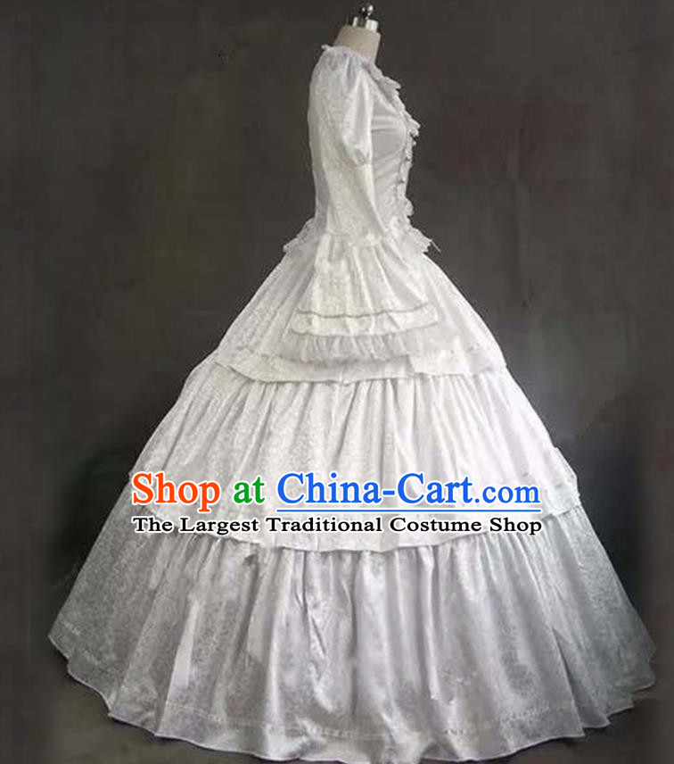 Top Gothic Princess White Dress Western Renaissance Garment Costume Opera Performance Full Dress European Court Clothing