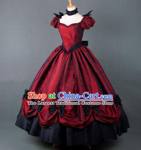 Top Western Retro Garment Costume Opera Performance Full Dress European Court Clothing Gothic Wine Red Dress