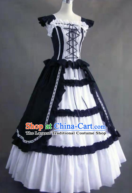 Top Cosplay Gothic Princess Dress Western Halloween Garment Costume Opera Performance Black Full Dress European Court Dance Clothing