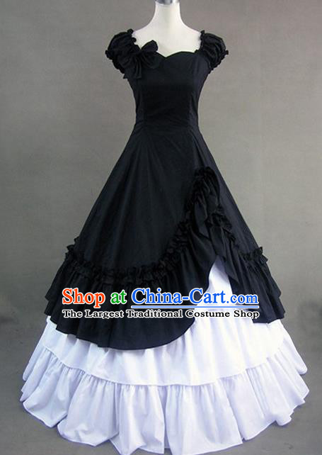 Top Gothic Woman Black Dress Halloween Cosplay Garment Costume Opera Performance Full Dress European Court Princess Clothing