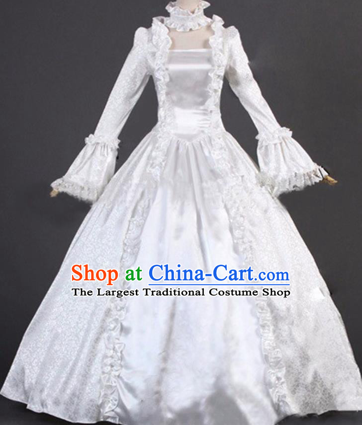 Top Opera Performance Full Dress European Court Clothing Gothic Queen White Dress Halloween Cosplay Witch Garment Costume
