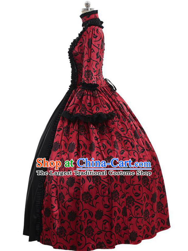 Top Western Court Dress Halloween Cosplay Garment Costume Opera Performance Red Full Dress European Renaissance Age Clothing