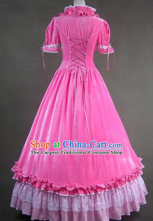 Top European Tailored Clothing Gothic Court Pink Dress Halloween Cosplay Princess Garment Costume Opera Stage Full Dress