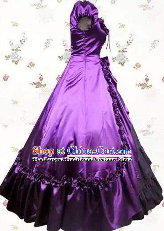 Top Gothic Court Purple Dress Halloween Cosplay Princess Garment Costume Opera Stage Full Dress European Noble Woman Clothing