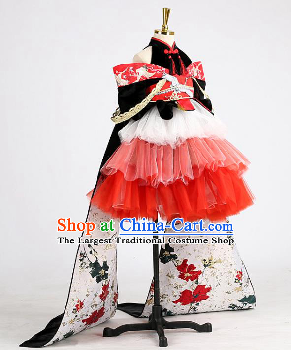 High Catwalks Formal Costume Stage Show Full Dress Girl Model Performance Clothing Children Compere Garments