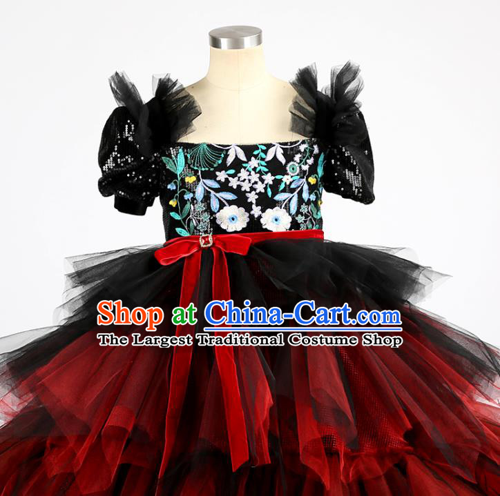 High Kid Catwalks Clothing Children Performance Veil Dress Girl Compere Costume Stage Show Princess Full Dress