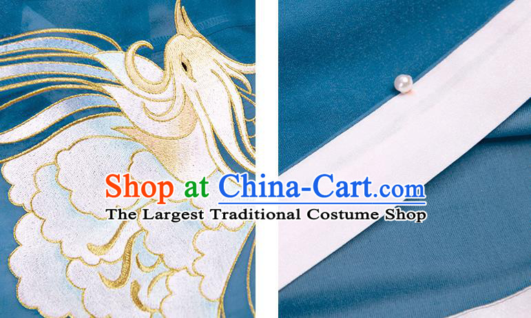 China Ancient Tang Dynasty Princess Blue Hanfu Dress Traditional Palace Historical Clothing for Women