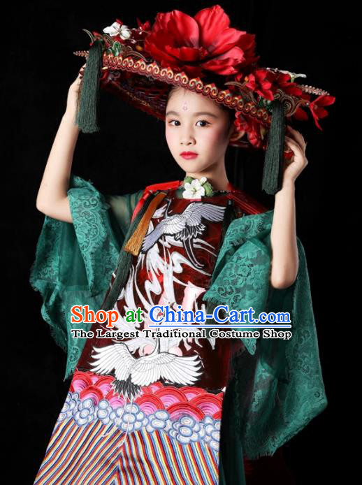China Girl Catwalks Fashion Children Performance Clothing Classical Dance Dress Compere Garment Costumes