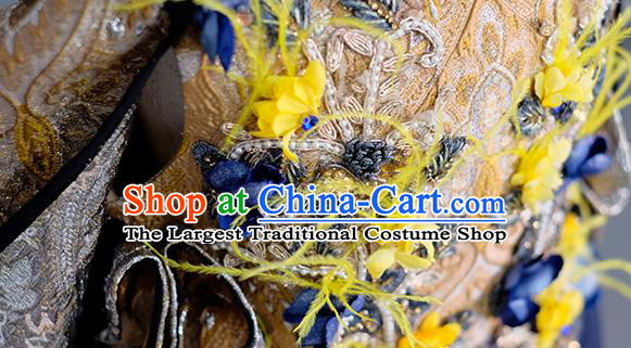 Custom Girl Full Dress Baroque Princess Formal Clothing Kid Compere Dress Children Piano Recital Garment