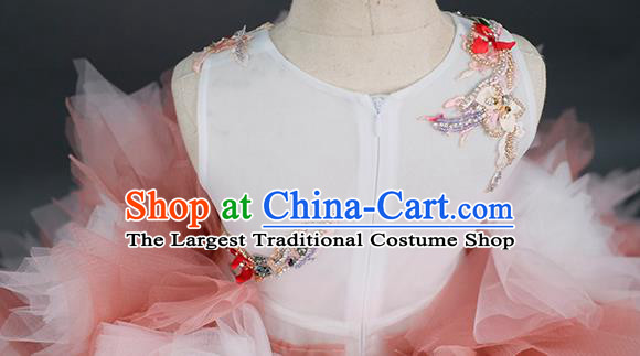 Custom Children Catwalks Garment Girl Princess Full Dress Halloween Flower Fairy Clothing Kid Stage Performance Veil Dress