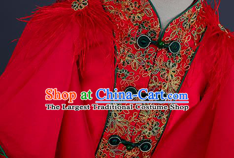 Top China Children Tang Suit Clothing Kid Classical Dance Costumes Chorus Red Uniforms Boys Prince Catwalks Wear
