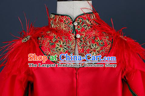 Top China Children Tang Suit Clothing Kid Classical Dance Costumes Chorus Red Uniforms Boys Prince Catwalks Wear