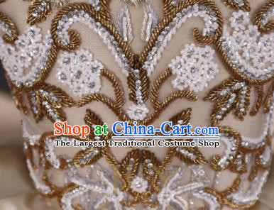 Custom Girl Champagne Full Dress Flowers Fairy Clothing Kid Stage Performance Trailing Veil Dress Children Catwalks Garment