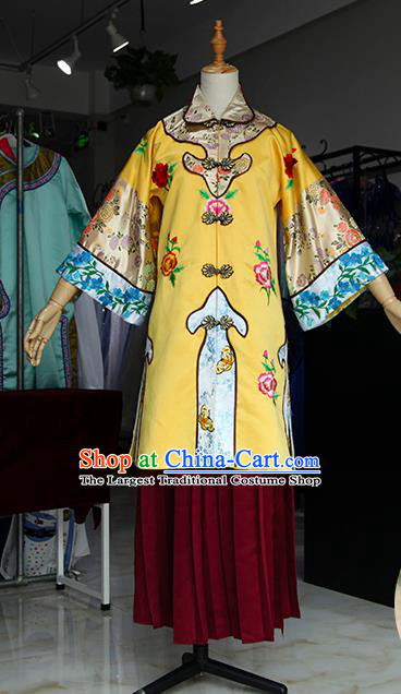 China Ancient Manchu Woman Yellow Xiuhe Dress Qing Dynasty Young Mistress Garments Traditional Drama Rouge Snow Cosplay Wen Yuhe Clothing