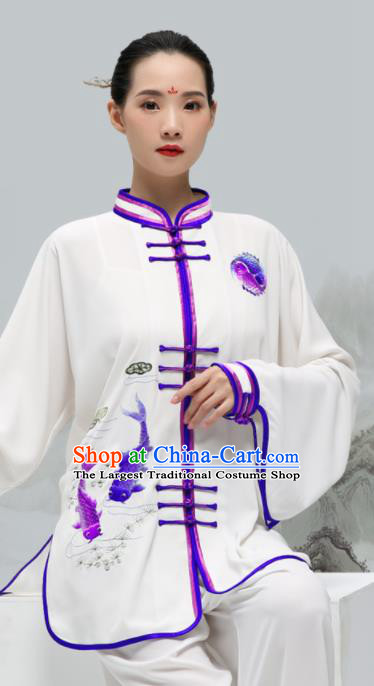 China Tai Chi Clothing Kung Fu Printing Fish Uniforms Wushu Competition Clothing Martial Arts Garment Costumes