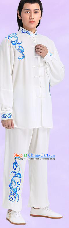 Chinese Kung Fu Competition Clothing Martial Arts Garment Costumes Tai Chi Training White Uniforms for Women for Men