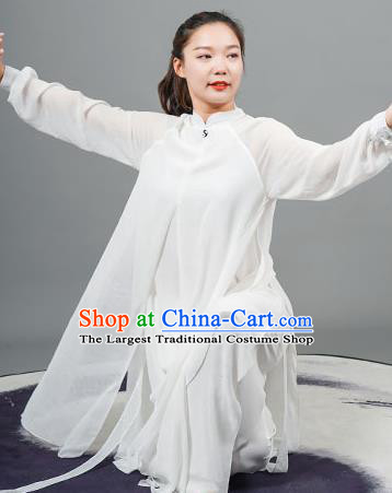 China Tai Chi Training White Uniforms Kung Fu Clothing Martial Arts Competition Wushu Outfits Tai Ji Performance Costumes