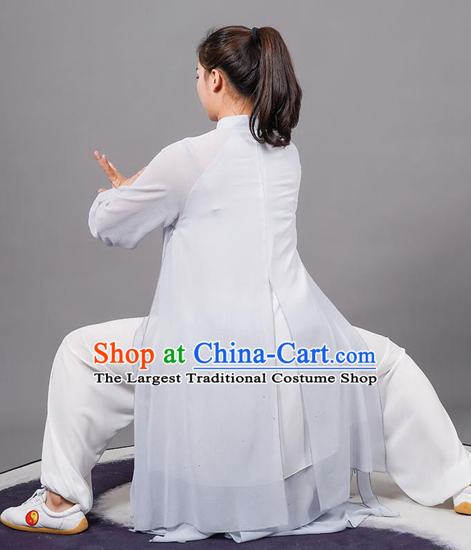 China Tai Chi Training Grey Uniforms Kung Fu Competition Clothing Martial Arts Wushu Outfits Tai Ji Performance Costumes