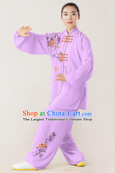 Professional Chinese Martial Arts Competition Clothing Wushu Performance Purple Uniforms Tai Chi Kung Fu Training Suits