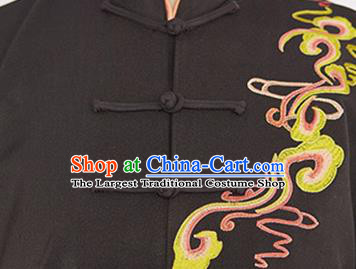 Professional Chinese Wushu Performance Embroidered Black Uniforms Tai Chi Competition Suits Martial Arts Kung Fu Training Clothing