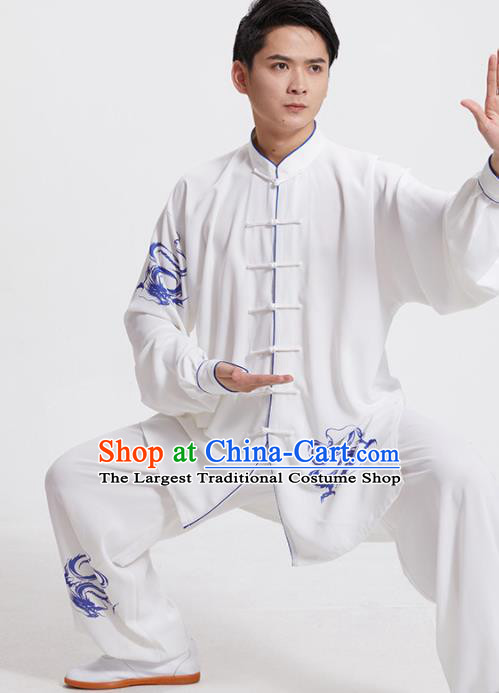 Chinese Adults Kung Fu Performance Clothing Martial Arts Garment Costumes Tai Chi Training White Uniforms