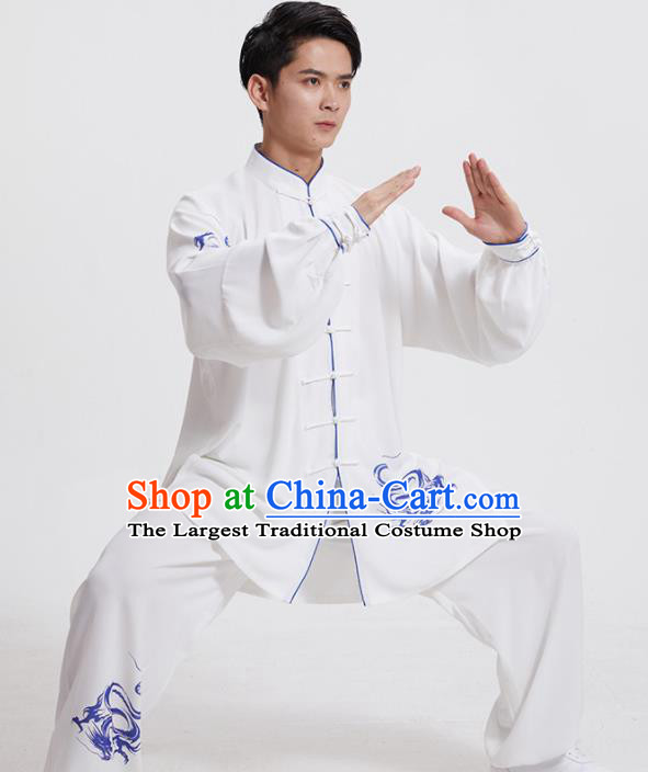 Chinese Adults Kung Fu Performance Clothing Martial Arts Garment Costumes Tai Chi Training White Uniforms