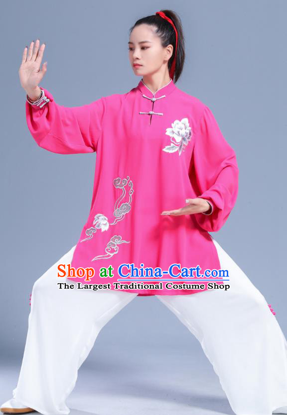 Professional Chinese Tai Ji Competition Clothing Martial Arts Rosy Outfits Tai Chi Performance Costumes Kung Fu Wushu Uniforms