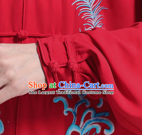 Professional Chinese Tai Chi Performance Costumes Kung Fu Wushu Embroidered Uniforms Tai Ji Competition Clothing Martial Arts Red Outfits