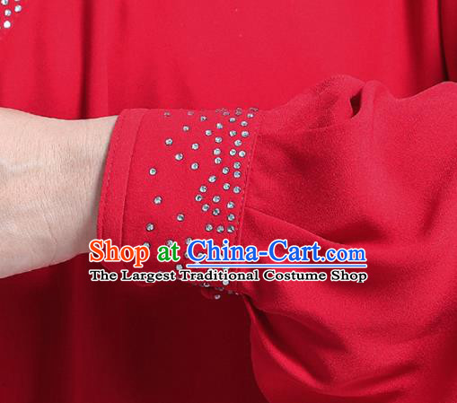 Professional Chinese Tai Chi Performance Costumes Kung Fu Competition Uniforms Tai Ji Clothing Martial Arts Wushu Red Outfits
