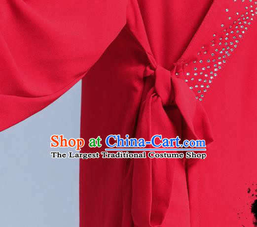 Professional Chinese Tai Chi Performance Costumes Kung Fu Competition Uniforms Tai Ji Clothing Martial Arts Wushu Red Outfits