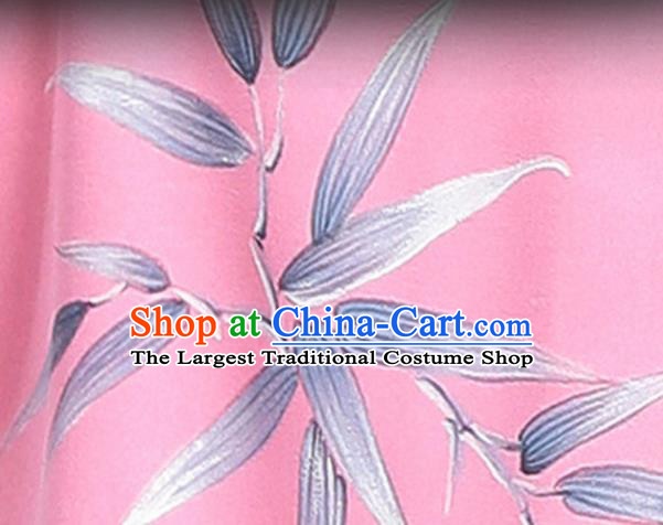 Professional Chinese Tai Ji Competition Clothing Martial Arts Printing Bamboo Leaf Pink Outfits Tai Chi Costumes Kung Fu Performance Uniforms