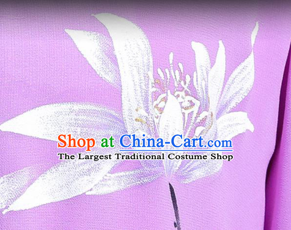 Professional Chinese Kung Fu Performance Uniforms Tai Ji Competition Clothing Martial Arts Printing Lotus Purple Outfits Tai Chi Costumes