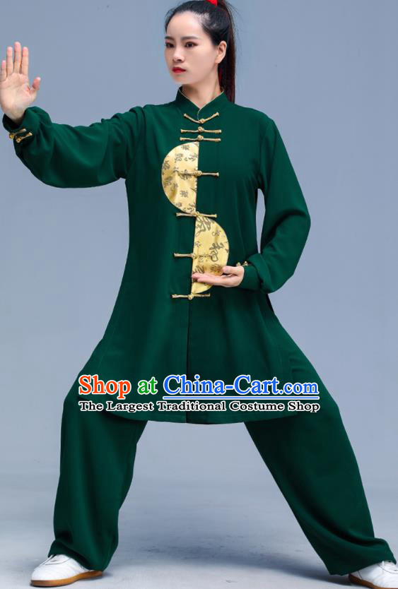 Professional Chinese Tai Chi Training Costumes Kung Fu Uniforms Tai Ji Sword Performance Clothing Martial Arts Green Outfits