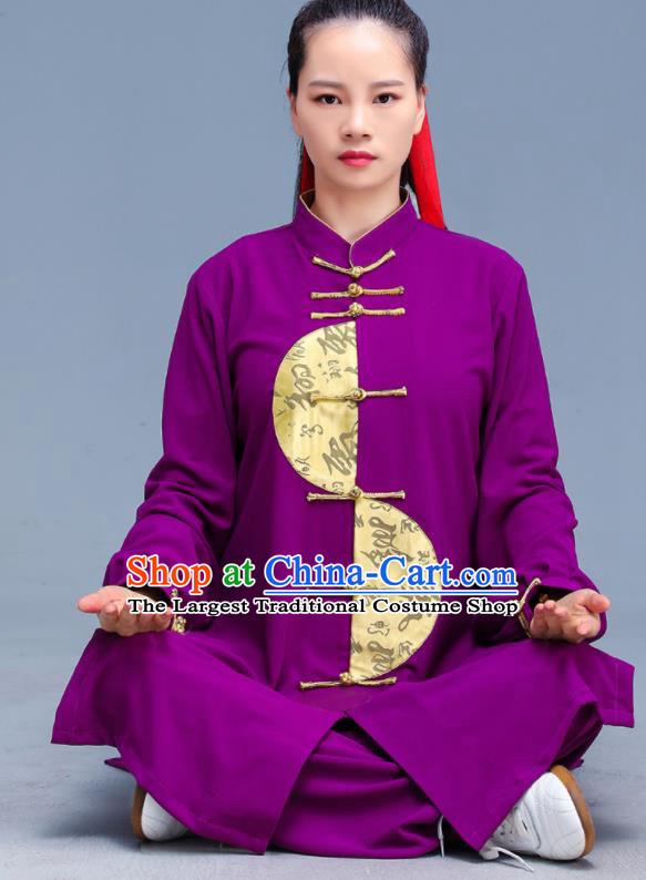 Professional Chinese Martial Arts Purple Outfits Tai Chi Training Costumes Kung Fu Uniforms Tai Ji Sword Performance Clothing