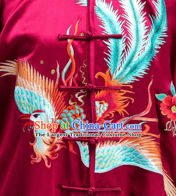 Chinese Tai Chi Training Uniforms Kung Fu Wine Red Silk Outfits Martial Arts Clothing Tai Ji Competition Costumes